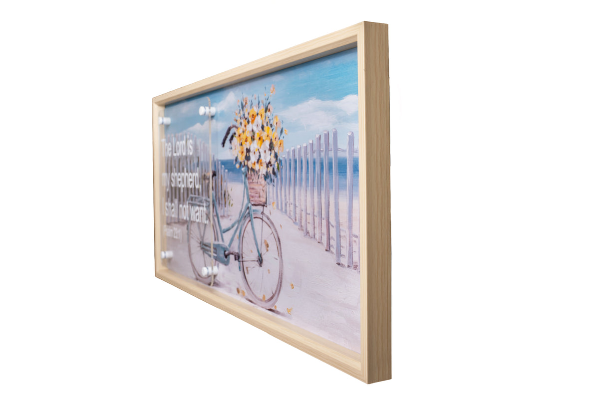 Psalm 23:1 Serene Coastal Scripture Framed Art (80x40cm)