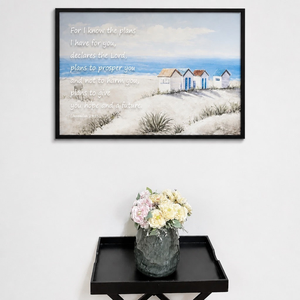 Jeremiah 29:11  Serene Coastal Scripture Framed Art (90x60cm)
