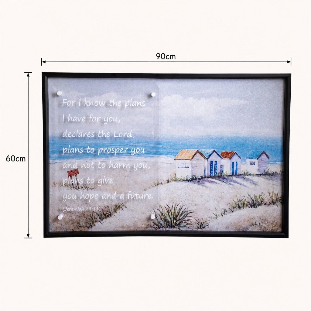 Jeremiah 29:11  Serene Coastal Scripture Framed Art (90x60cm)