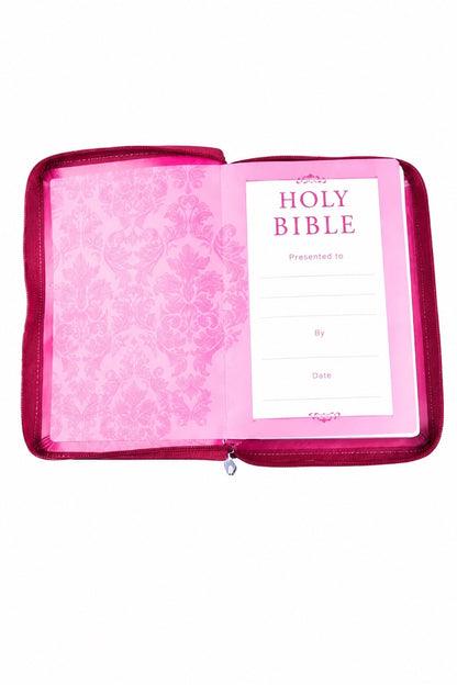 ESV Pink Compact Bible - Open with Presentation Page