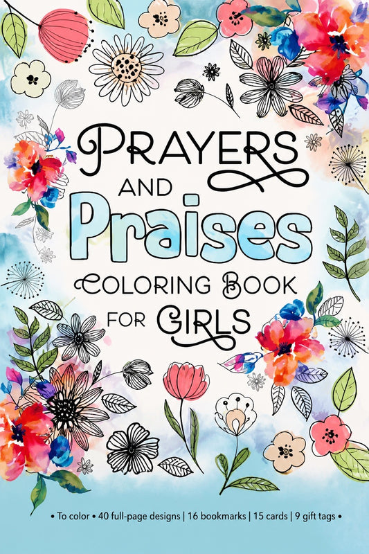 Prayers and Praises Coloring Book for Girls - front cover