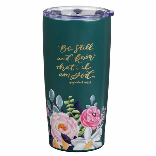Be Still & Know Stainless Steel Tumbler – Forest Floral
