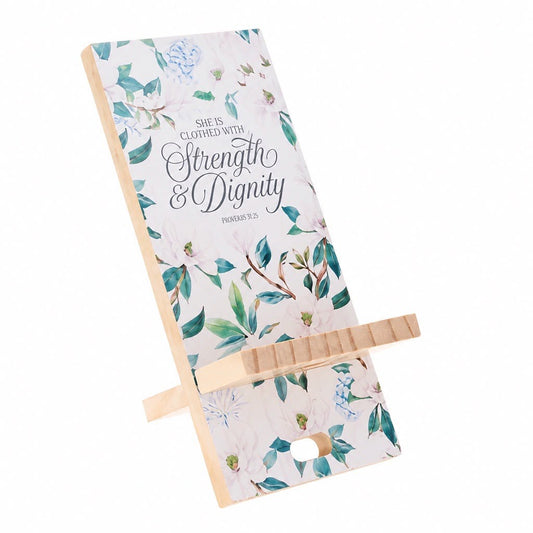 Strength & Dignity Wooden Mobile Phone Stand